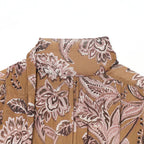 Floral Print Cropped Tie-Front Blouse
