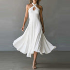 🌟 Halter Neck Sleeveless Midi Dress