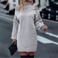Cold-Shoulder Turtleneck Sweater Dress