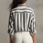 Oversized Striped Button-Down Shirt