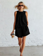 Crinkled Casual Two Piece Short Set