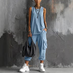 Oversized Sleeveless Top & Cargo Jogger Set