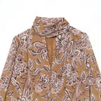 Floral Print Cropped Tie-Front Blouse