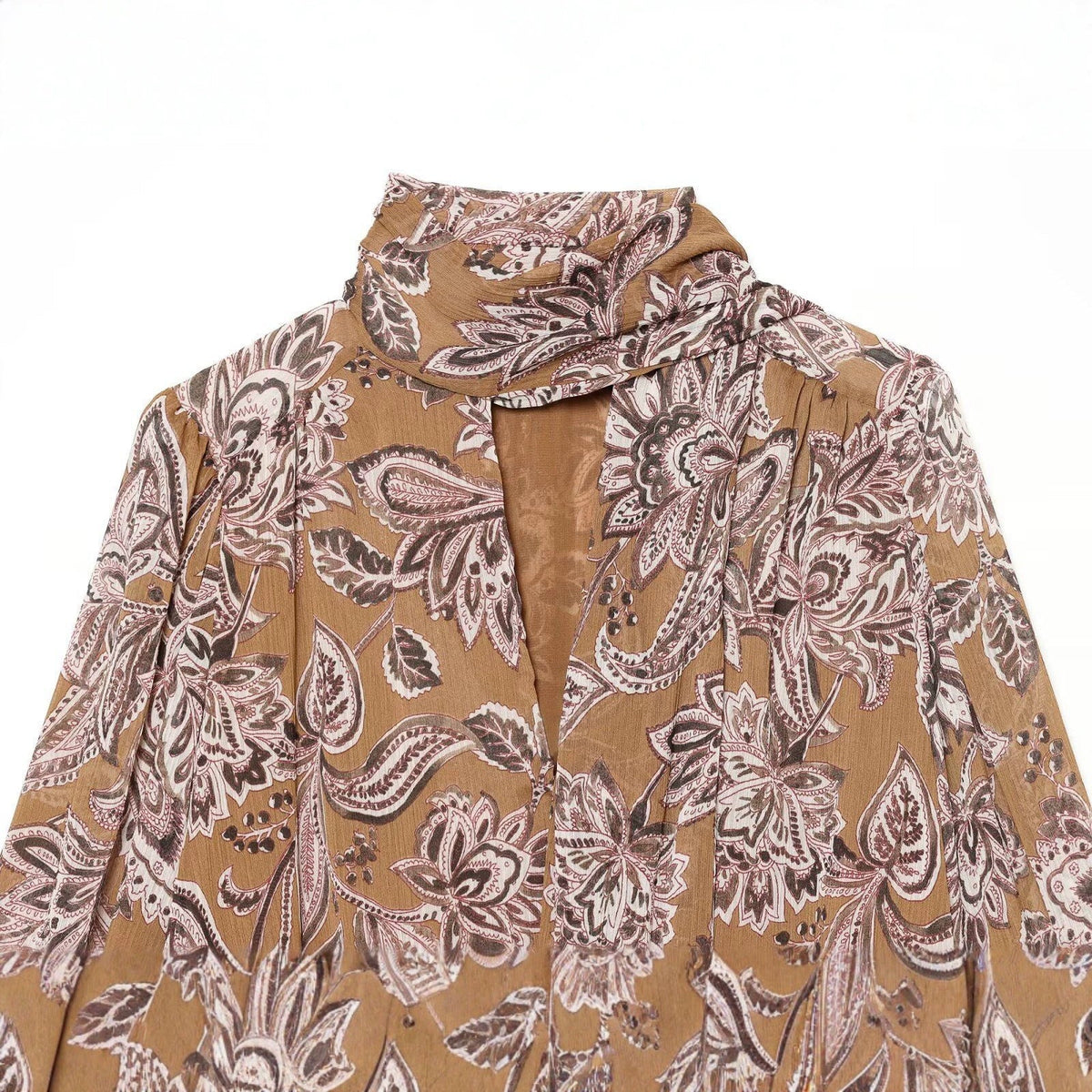 Floral Print Cropped Tie-Front Blouse