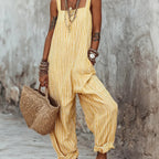 Square Spaghetti Strap Loose Baggy Balloon Leg Ruffle Ankle Casual Vacation Overalls