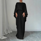 Women'S Cape Overlay Pleated Maxi Dress
