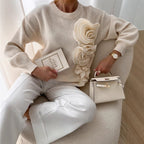 Pattern Round Neck Long Sleeve Sweater