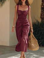 🔥 2026 Summer Must-Have | Ruched Sweetheart Midi Dress
