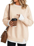 Women’s Oversized Contrast Rib Cuff Layered Look Pullover