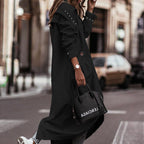 Oversized Hooded Long Trench Coat, Button Front Loose Fit Outerwear With Large Pockets And Adjustable Cuffs For Casual Daily Wear