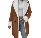 Women's Fleece Collar & Cuff Mid-Length Wool Blend Coat