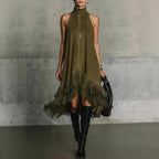 Fashion Tassel Vest Women'S Slim  Sleeveless Vest Dress