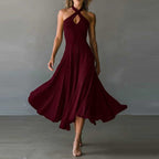 🌟 Halter Neck Sleeveless Midi Dress