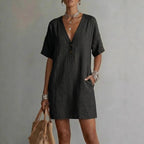 Summer V-Neck Loose Casual Independent New Fashion Dress