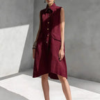 Casual Loose Fit Midi Dress for Women (Multi-Color)