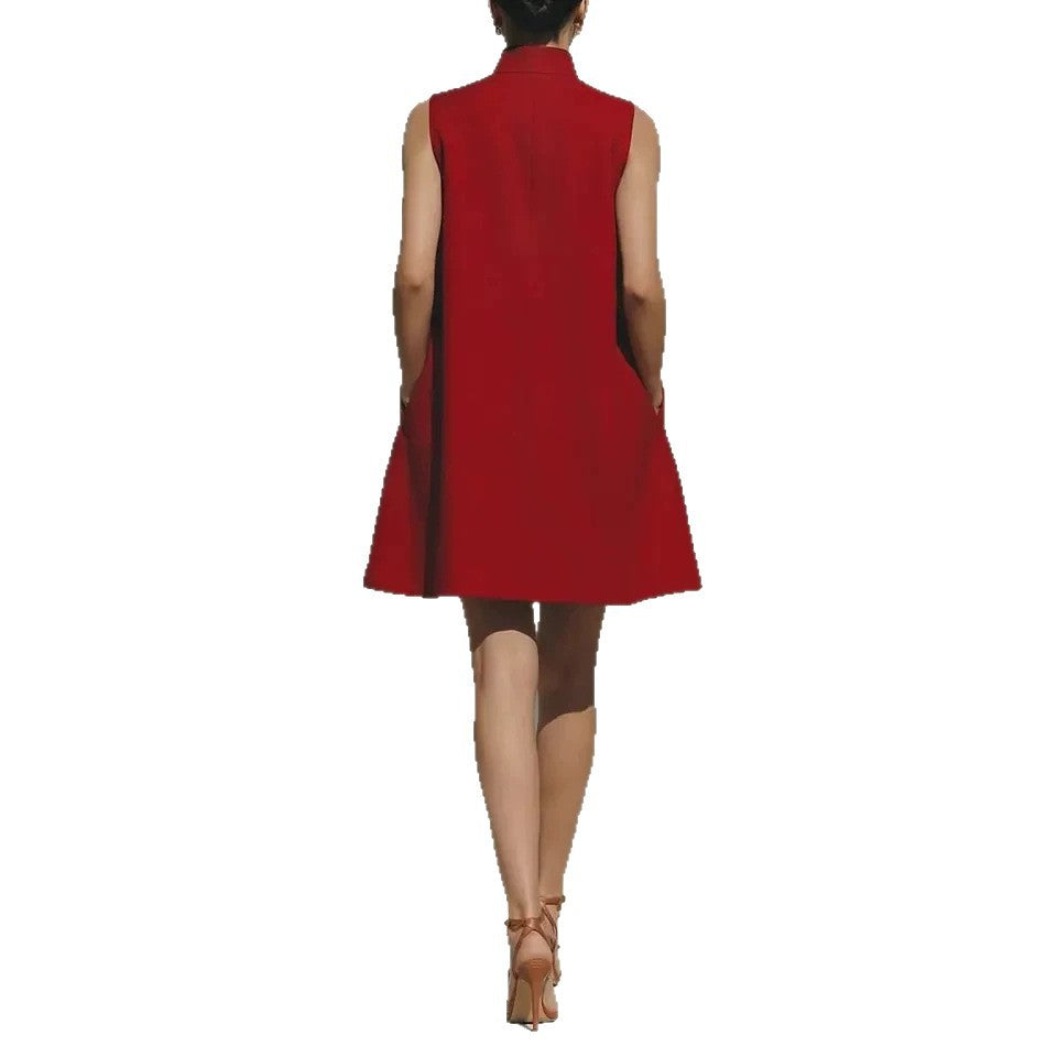 Modern Qipao-Inspired Linen Shift Dress