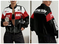 Women Color Block Racing Jacket Zip Up Letter Print Bomber Jacket Y2K Streetwear