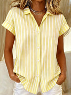 Casual V-Neck Collared Blouse
