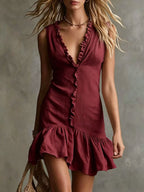 Sleeveless V-Neck Flowy Hem Casual Summer Dress