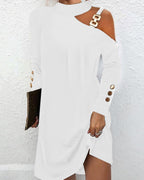Women's Long Sleeve Halter Neck Mini Dress Black Dress