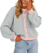 Striped Knit Button Cardigan