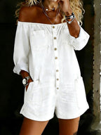 Effortlessly Cool Off-Shoulder Denim Romper