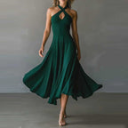 🌟 Halter Neck Sleeveless Midi Dress