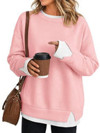 Women’s Oversized Contrast Rib Cuff Layered Look Pullover