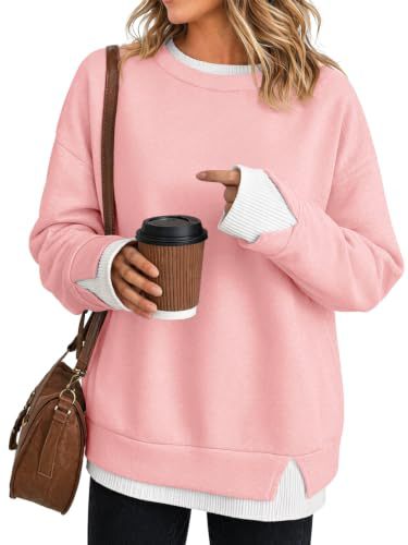 Women’s Oversized Contrast Rib Cuff Layered Look Pullover