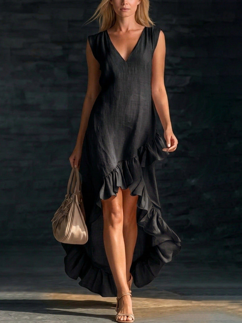 Romantic V-Neck Ruffle Dress