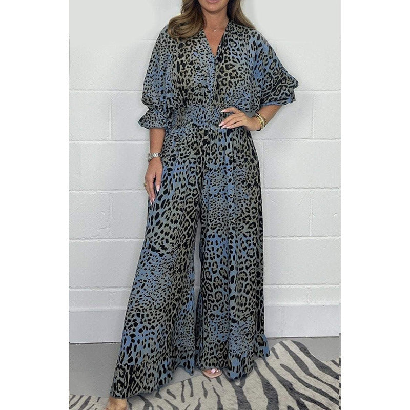 Wild Elegance Leopard Print Wide-Leg Jumpsuit