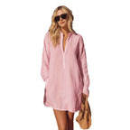 Effortless Long-Sleeve Linen Tunic Dress