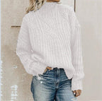 Turtleneck Cable Knit Long Sleeve Loose Sweater