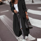 Oversized Hooded Long Trench Coat, Button Front Loose Fit Outerwear With Large Pockets And Adjustable Cuffs For Casual Daily Wear