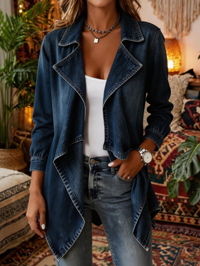 Oversized Asymmetric Denim Jacket