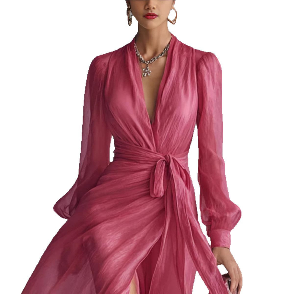 Fuchsia Chiffon Wrap Maxi Dress Timeless Elegance, Effortless Allure