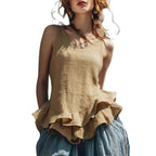 Casual Fashion Sleeveless Hem Ruffled Top