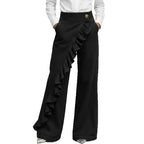 Ruffle Accent High-Waist Wide-Leg Jeans