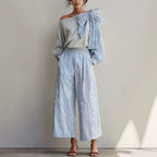 Striped Casual Elegant Straight Pants Women'S Suit
