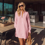 Effortless Long-Sleeve Linen Tunic Dress