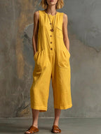 Effortless Linen Sleeveless Wide-Leg Jumpsuit