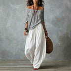Drawstring Harem Pants Two Piece Set