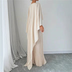 Women'S Cape Overlay Pleated Maxi Dress