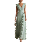 Flutter Sleeve Ruffle Maxi Dress