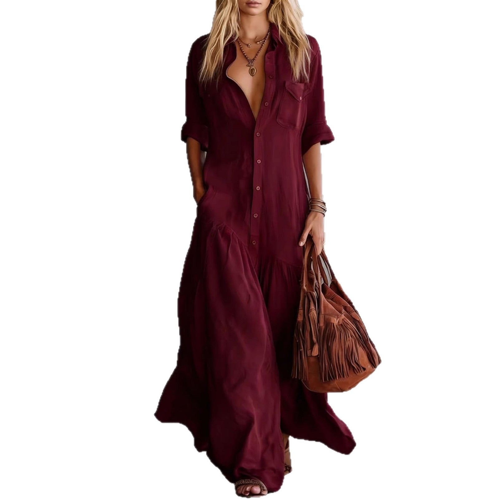 Casual Beach Vacation Chambray Dress