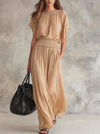 Flowy Wide-Leg Smocked Waist Jumpsuit