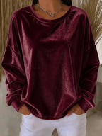 Women's Velvet Long Sleeve Crew Neck Top