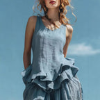 Casual Fashion Sleeveless Hem Ruffled Top