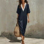 New Casual Bohemian Style Deep V-Neck Long Skirt