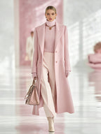 Elegant Oversized Notched Collar Maxi Wool Coat